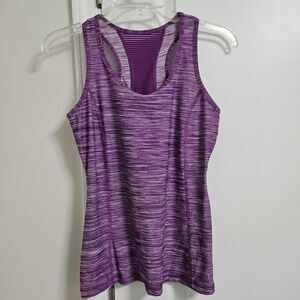 Danskin Now Fitted Racerback Tank Women's Small Purple Striped Activewear EUC